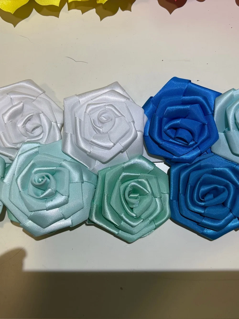 Set of 15 Multicolor Floral Hair Or Shoe Clips or Clip On Spaghetti Straps. OS